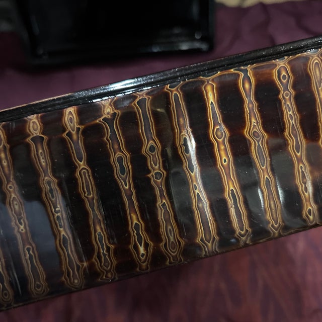 Paint Elegant Hand Painted (Lines) Lacquer Box 9x9x3.5" For Sale - Image 7 of 12