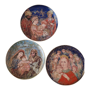 Edna Hibel Christmas Plates, Limited Editions 1985, 1986 and 1987
