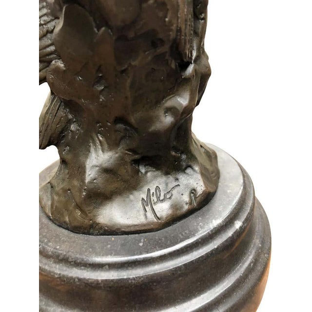 Metal Bronze Barn Owl Statues, 20th Century For Sale - Image 7 of 10
