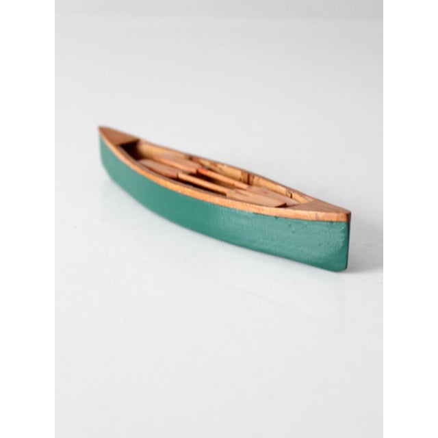 Mid 20th Century Mid-Century Handmade Wooden Canoe Model For Sale - Image 5 of 13