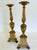 Pair of French 19th century carved wood candlesticks or altar sticks with applied water gilt gold finish. Wear to finish...