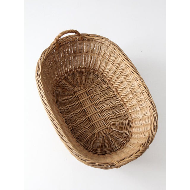 Antique Wicker Laundry Basket With Handles For Sale - Image 12 of 12