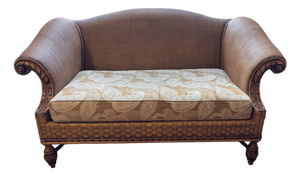 Vintage British Colonial Tommy Bahama Style Woven Rattan Loveseat