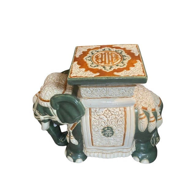 1960s Hollywood Regency Chinoiserie Elephant Side Table Garden Stool For Sale - Image 4 of 4