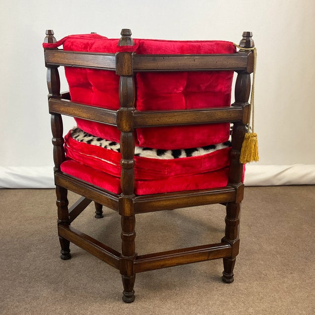 Wood 1960s Hollywood Regency Faux Cheetah Fur Print Hexagonal Lounge Chair. For Sale - Image 7 of 13