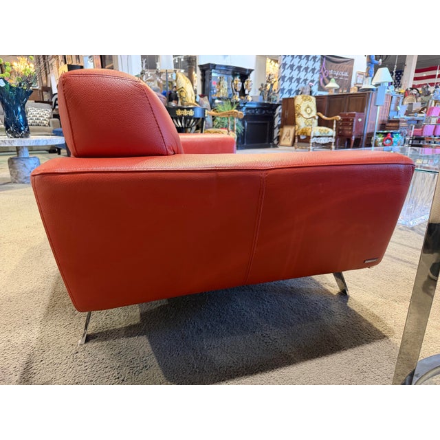 Roche Bobois Roche Bobois Red-Orange Loveseat For Sale - Image 4 of 5