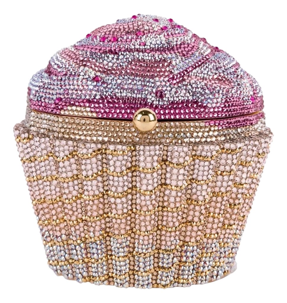 2000s Judith Leiber Strawberry CupCake Crystal Minaudière Evening
