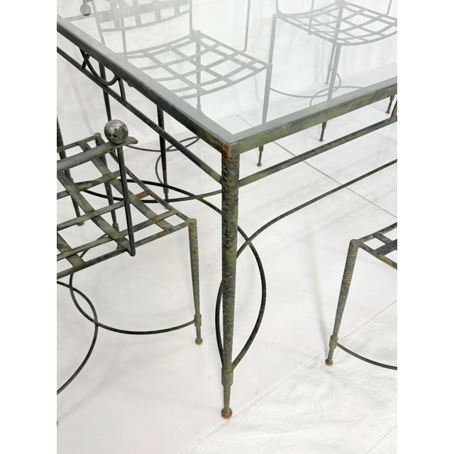 1970s Mario Papperzini for Salterini Iron Patio Dining Set, 6 Chairs & Matching Table, Attributed For Sale - Image 11 of 18