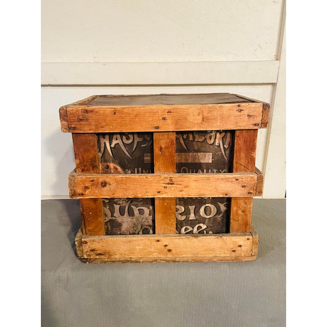 Vintage Chase and Samborn's Large Crated Coffee Tin | Chairish