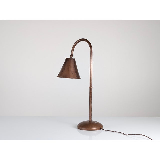 Animal Skin Vintage French Stitched Leather Table Lamp by Jacques Adnet, 1950s For Sale - Image 7 of 10