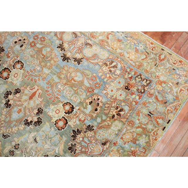 Early 20th Century Zabihi Collection Blue Peach Green Persian Sarouk Rug - 5'9" x 9'4" For Sale - Image 4 of 9