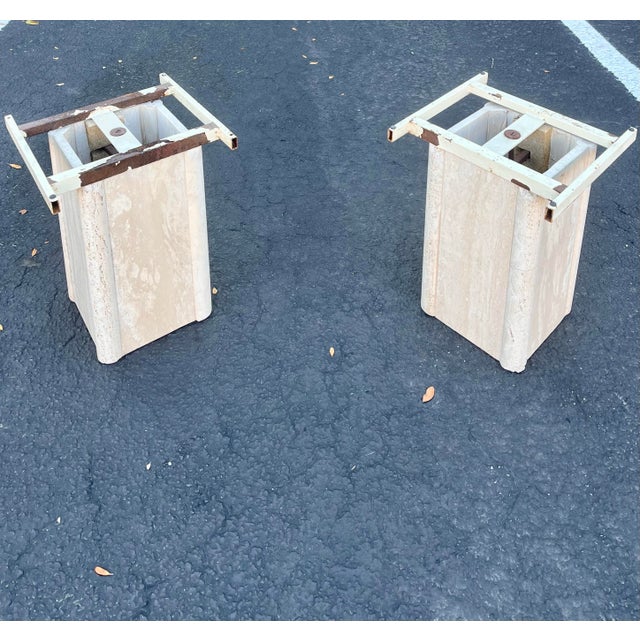 Pair of Travertine Square Side Tables | Italian Mid Century Style For Sale - Image 11 of 12
