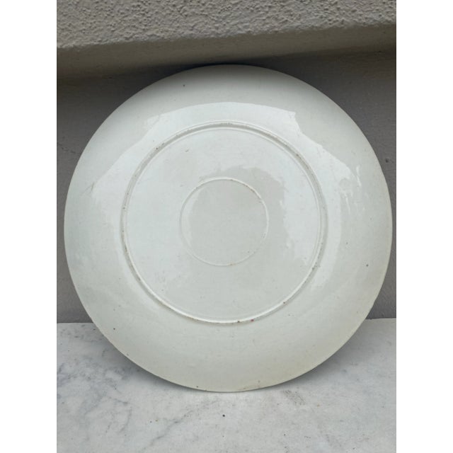 French Country French Majolica Roses & Flowers Plate Salins, Circa 1890 For Sale - Image 3 of 3