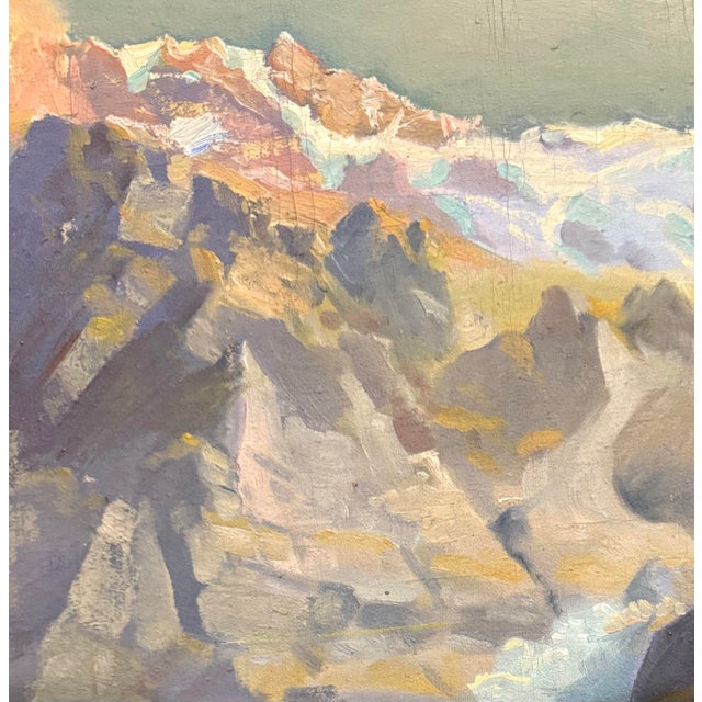 Mid-Century Original European Alpine Village Oil Painting on Board For Sale In Los Angeles - Image 6 of 11