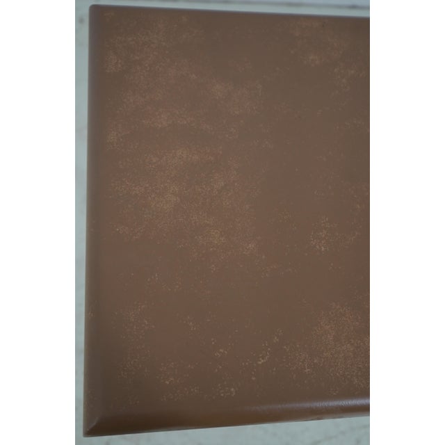 Painted Wood Top Leather Wrapped Metal Base Console Table For Sale - Image 11 of 14