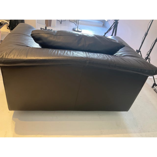 Late 20th Century Vintage Natuzzi Black Leather Sofa Chair Chairish