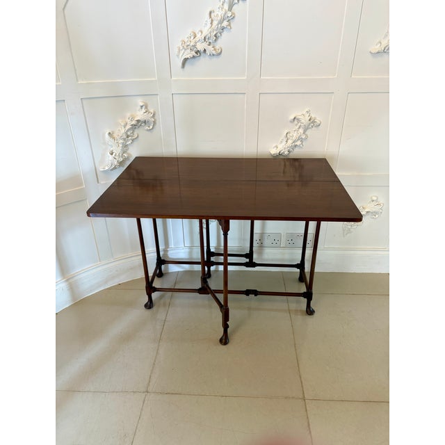 Brown Antique Edwardian Mahogany Spider Leg Drop Leaf Table, 1900S For Sale - Image 8 of 11