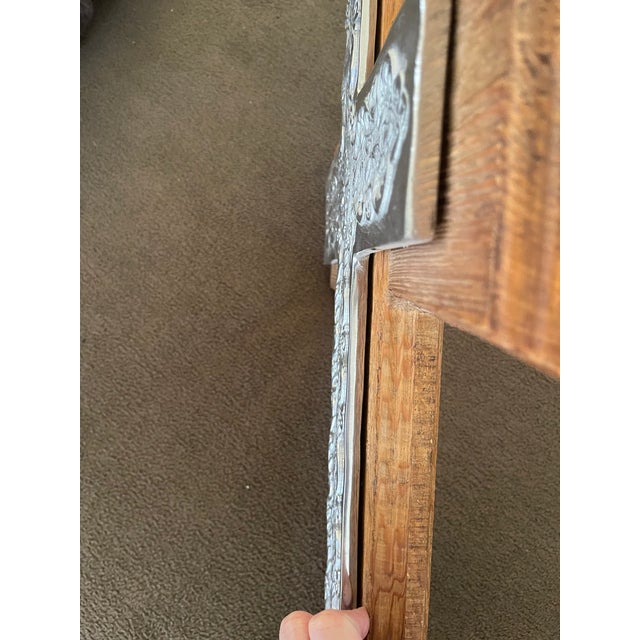 Wood Wall Cross With Ornate Silver Overlay For Sale - Image 6 of 8