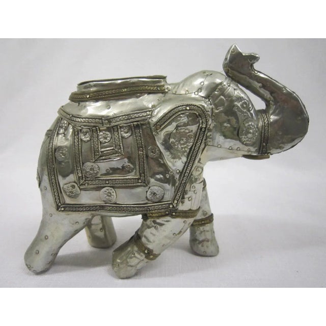 Metal Boho India Silver Elephant Figure For Sale - Image 7 of 7