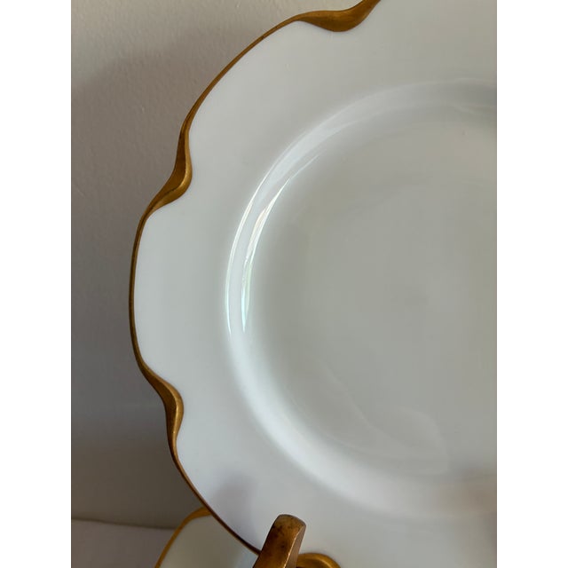 Farmhouse Vintage Haviland & Co. Limoges Gold Scalloped Rim Salad Plates, Set of 10, France For Sale - Image 3 of 13