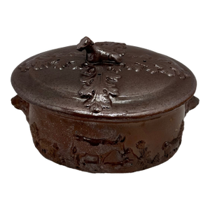 Very Rare Antique English Brown Salt Glaze Stoneware Game Pie Dish - "Terrine" - Circa 18th Century