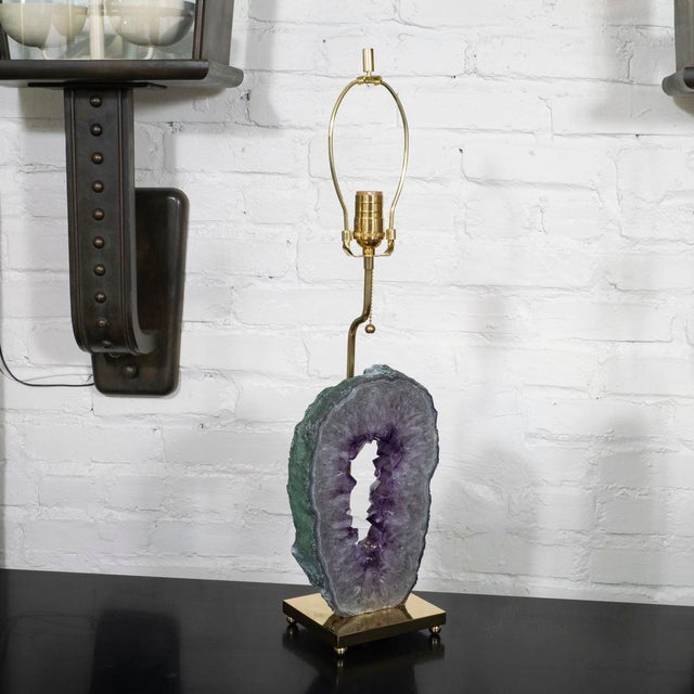 2000 - 2009 Pair of amethyst geode table lamps For Sale - Image 5 of 11