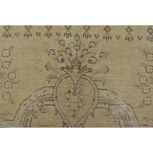 Tabriz Rug 6’5” X 9’5” Beige Vintage Distressed Wool Hand-Knotted Carpet For Sale - Image 9 of 14