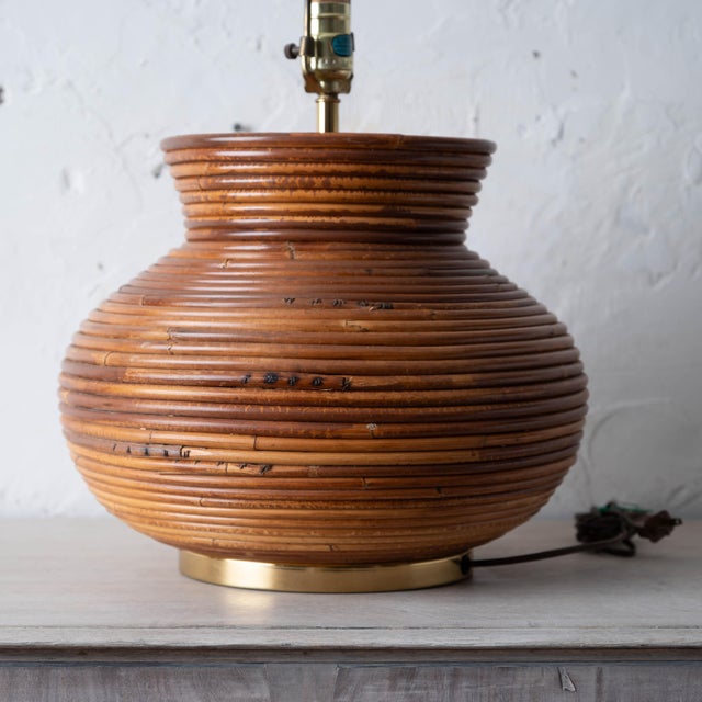 Brown Pencil Reed Lamp, 1970s For Sale - Image 8 of 8