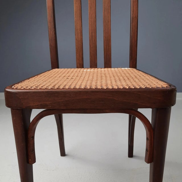 Bentwood Chair with Rattan Seat by Josef Hoffmann for Thonet, 1920s For Sale - Image 6 of 11