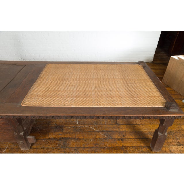 Javanese 19th Century Teak Wood Daybed with Storage and Hand Woven Rattan For Sale - Image 4 of 12