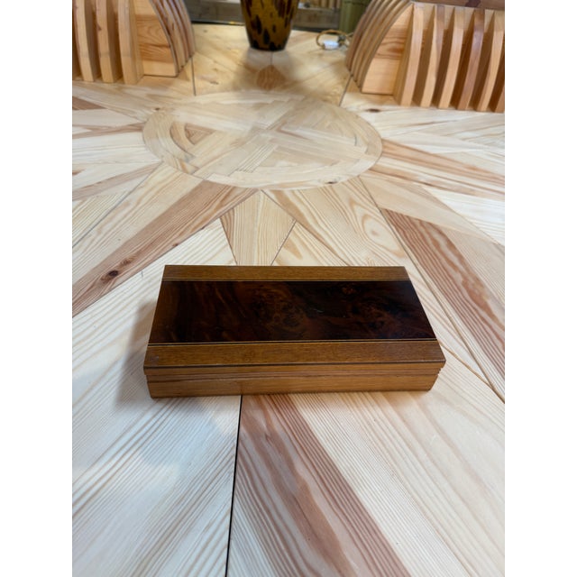 Wood Wooden Box With Burl Veneer Detail For Sale - Image 7 of 7