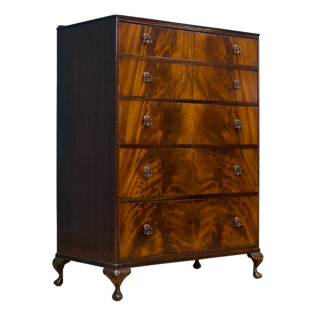 Art Deco Walnut and Walnut Veneer Chest of Drawers from Beithcraft, 1950s For Sale