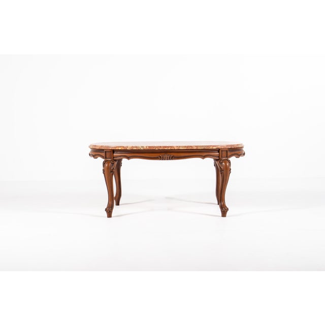 Vintage Louis XV Style Coffee Table with Marble Top For Sale - Image 9 of 16