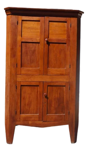 19th Century American Country Corner Cupboard in Cherry, Circa 1835