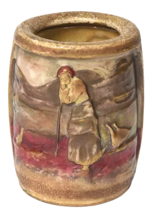 Amphora Arts & Crafts Woman With Geese and Trees "Brittany Farmers" Pottery Vase