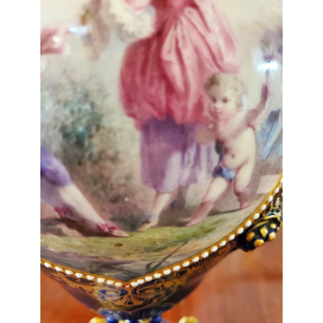 Antique Sevres Porcelain Style Jewlled Museum Urn For Sale - Image 10 of 11