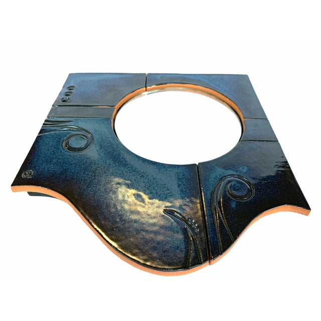 Art Deco Late 20th Century Handcrafted Ceramic Wall Mirror For Sale - Image 3 of 9
