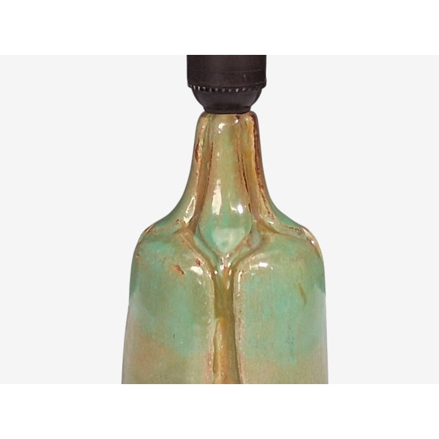 Ceramic 1970s Danish Modern, Table Lamp, Green Glazed Stoneware For Sale - Image 7 of 10