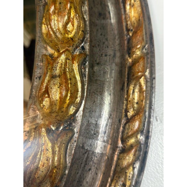Neoclassical 19th Century Italian Oval Mirror in Burnished Silver Leaf and Gold For Sale - Image 3 of 8