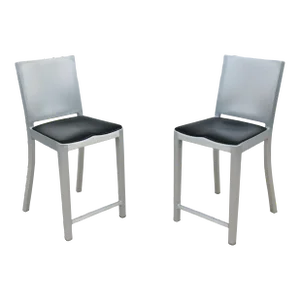 Industrial Emeco Hudson by Starck Brushed Aluminum Counter Height Stools, a Pair