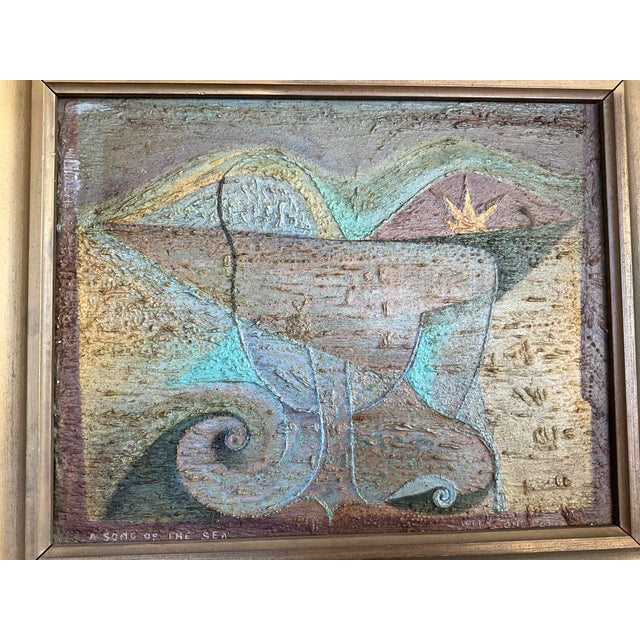Abstract Maybelle Stamper a Song of the Sea Oil Painting on Masonite Captiva Island 1966 For Sale - Image 3 of 7
