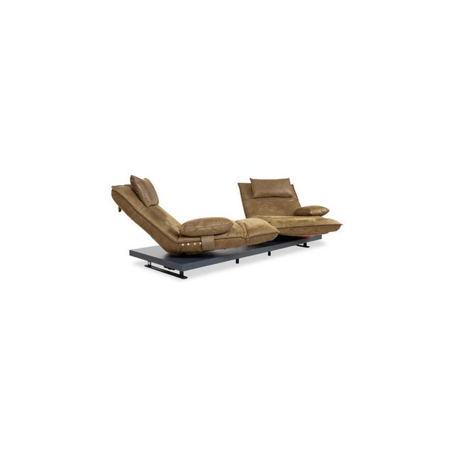 Free Motion Epos Leather Two-Seater Olive Green Mustard Electric Function Sofa from Koinor For Sale - Image 9 of 18