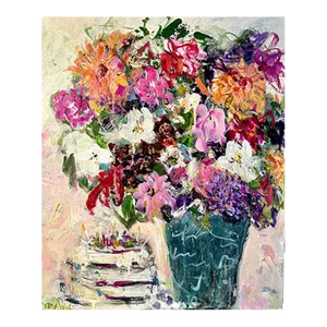 "Cake & Flowers" Original Botanical and Dessert Still Life Painting by Sandy Welch