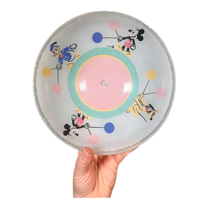 Vintage Disney Mickey Mouse Glass Pendant Light Shade - Ceiling Lamp Cover - Reverse Painted 1950s Mid Century Donald Duck Pluto Childrens