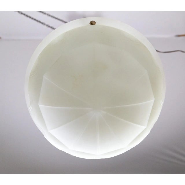 Metal Early 20th Century White Frosted Glass Bowl Pendant Light For Sale - Image 7 of 9