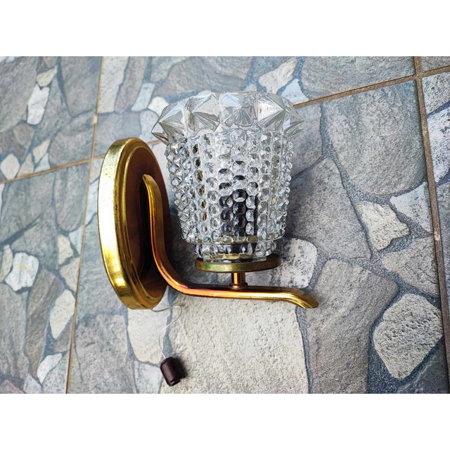 Brown Vintage Brass Wall Lamp, 1950s For Sale - Image 8 of 8