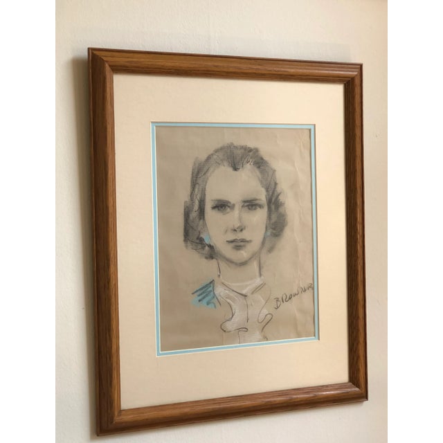 Circa 1950 Original Pastel Portrait of a Young Woman, Framed For Sale In Baltimore - Image 6 of 12