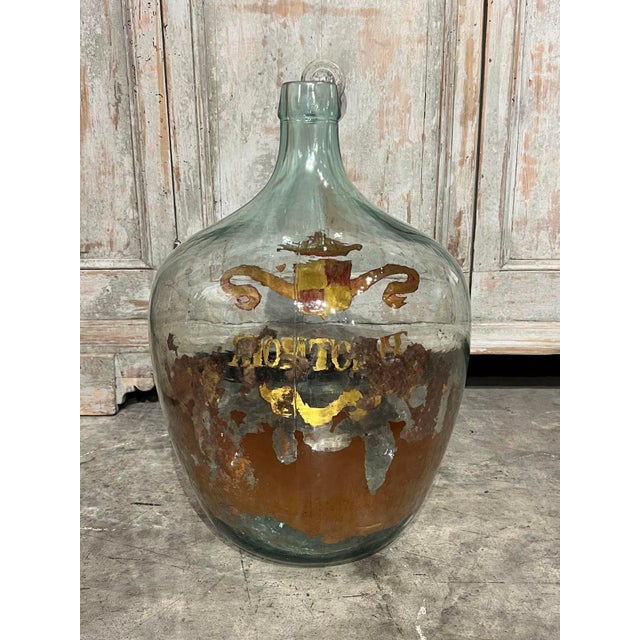 Hand Painted Antique Demi John Bottle From Normandy, France, ‘Pinot Noir’, Original Crate For Sale - Image 9 of 10