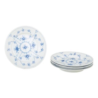 Blue Fluted Plain Porcelain Side Plates from Royal Copenhagen, Set of 4 For Sale