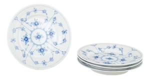 Blue Fluted Plain Porcelain Side Plates from Royal Copenhagen, Set of 4